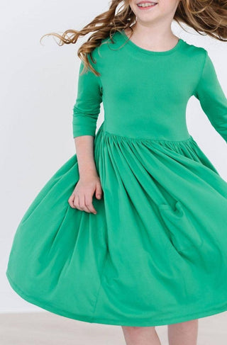 Kelly Green 3/4 Pocket Twirl Dress | 4T