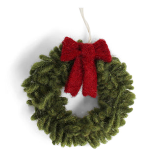 Mini Wreath w/Red Bow Felt Ornament
