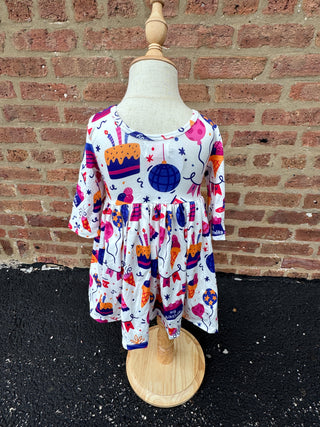 Happy Birthday 3/4 Sleeve Pocket Twirl Dress – Celebrate in Style 4T