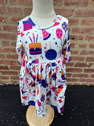 Happy Birthday 3/4 Sleeve Pocket Twirl Dress – Celebrate in Style 4T