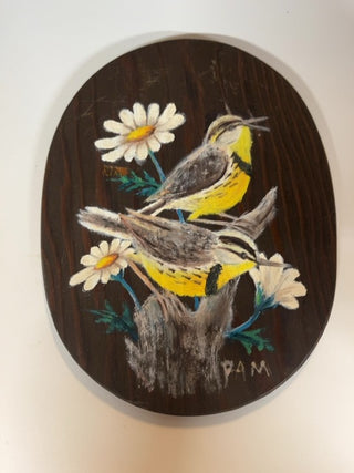 Oval Birds on wood -