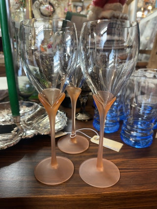 Vintage,peach steam crystal,tulip shape wine glasses ( set of 6)