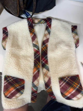 Sherpa and plaid vest -