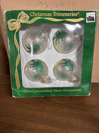 Vintage Bronners Hand-Painted Glass Christmas Ornaments (set4) #598