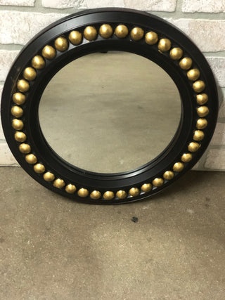 Round Blk and Gold Mirror -