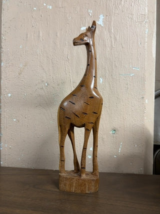 Vintage hand-carved wooden giraffe figurine #341