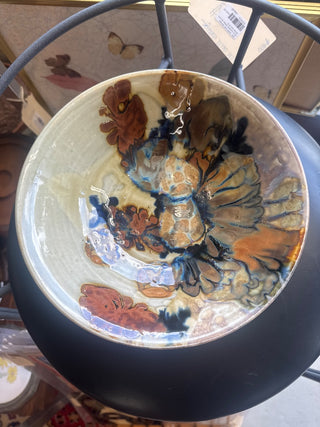 Vintage, unique ceramic bowl organic/ fall colors