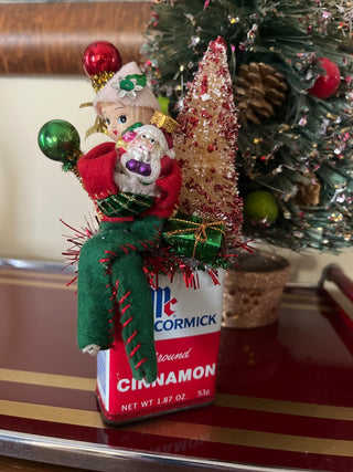 Handmade Vtg Spice Tin Cinnamon Pixie