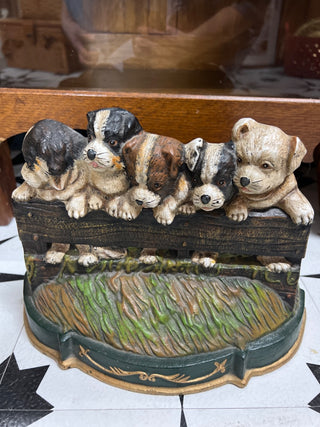 Vintage Cast Iron Dogs on a Fence