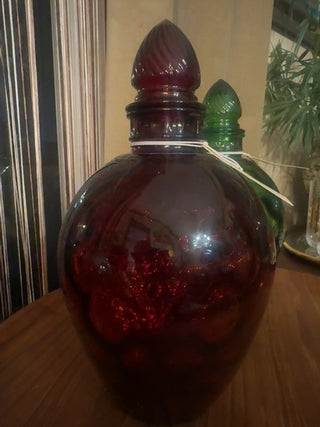 Vintage,Mcm Wheaton Ruby red glass honeycomb decanter bottle with stoper