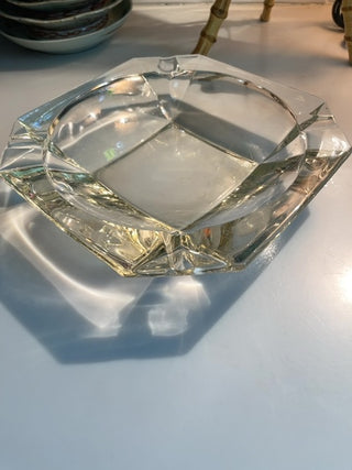 Mid century Mad men glass cut large ashtray