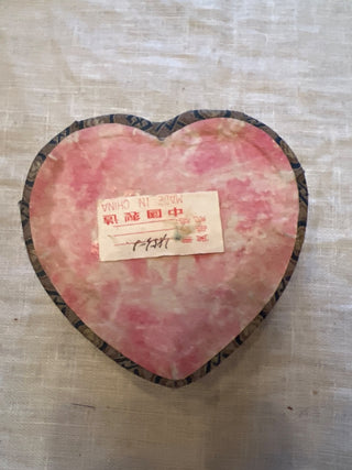 Vintage Chinese Silk Small Floral Heart Box with 3.5”