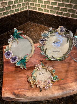 Bijou Enameled Floral & Crystal Picture Frame