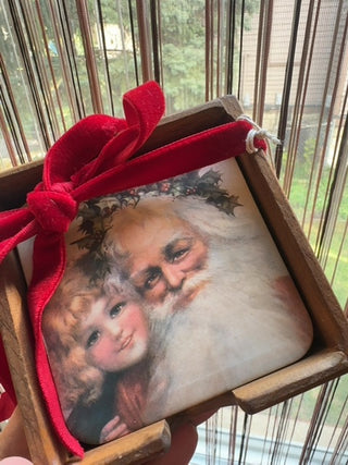 CHRISTMAS, vintage Santa cork set of coasters