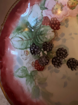 Antique Bavarian Hand painted Porcelain Berry Serving Bowl 8.25”