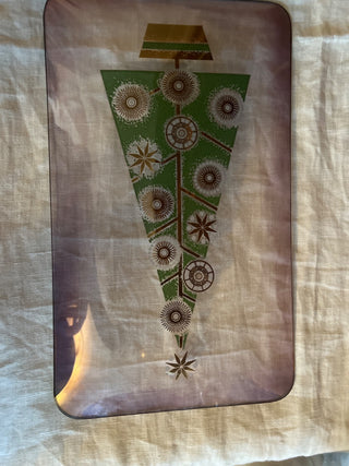 Vintage Mid Century Dorothy Thorpe Glass Christmas Platter