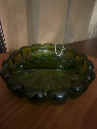 Mcm,Viking glass avocado, divided ashtray