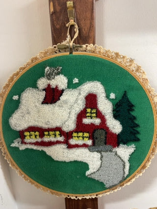 Snow Covered Winter House Hand Embroidery