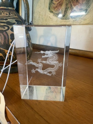 Vintage, crystal dragon paperweight