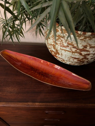 Vintage, Mcm orange glazed and textured pottery