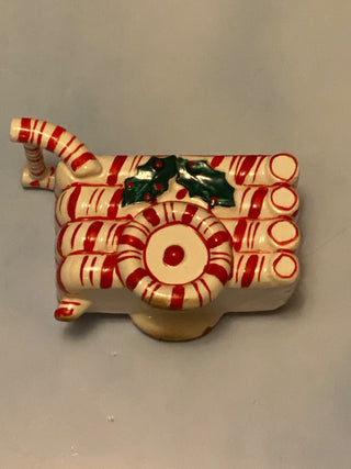 Vintage Lefton Candy Cane Cart