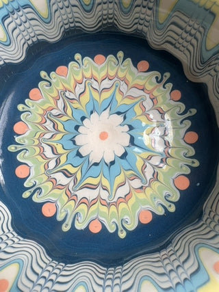 Vintage, hand painted,clay bowl pottery