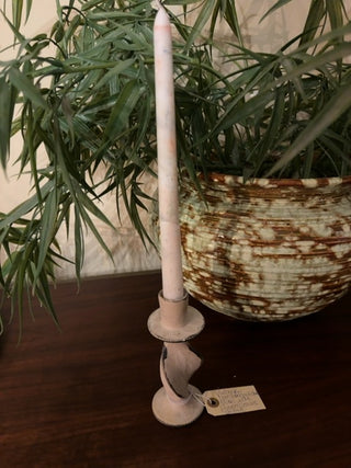 Vintage,twisted, polished stone candlestick holder