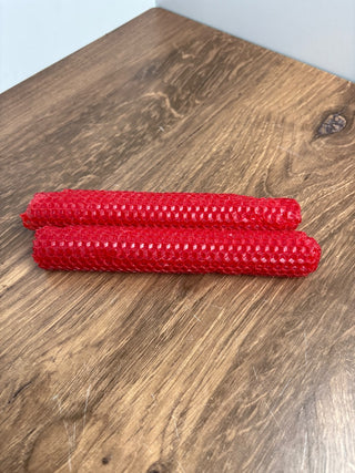 Pair Red Beeswax Candles