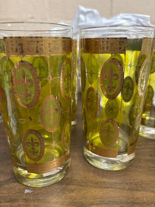 Vintage Georges Briard Fleur De Lis highball glasses (set4) #545