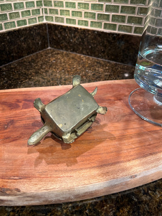 Stone Encrusted Brass Turtle Trinket Box