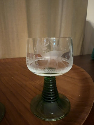 Vintage, German Romet wine glasses ( set of 4) Rare forest wildlife