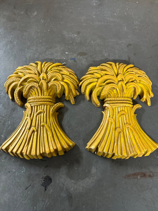 Pair Cast Iron Wheat