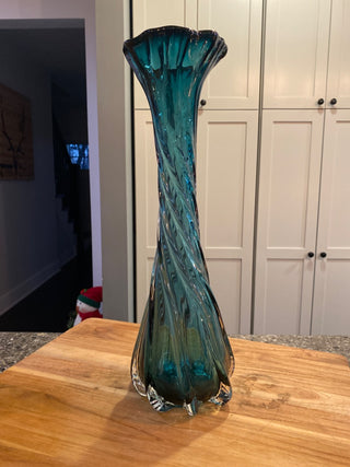 16” Twisted Blown Glass Vase