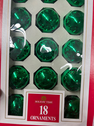 Vintage Holiday Time Green Mercury Glass Ornaments 18 Pack