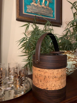 Vintage,cork & wood imitation ice bucket
