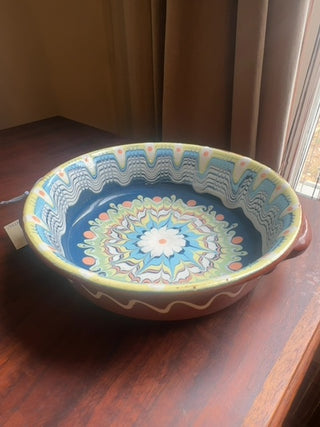 Vintage, hand painted,clay bowl pottery
