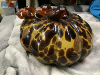 Vtg Lenox Leopard Pumpkin Art glass