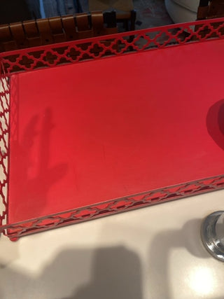 Red metal tray