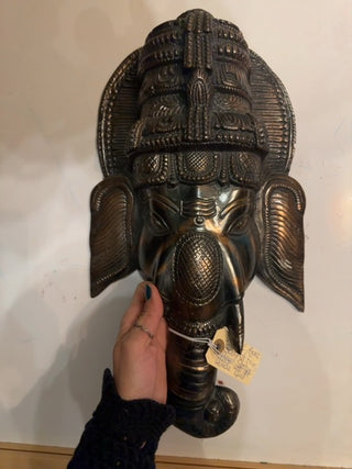 Vintage,brass Ganesh Face statue/wall art