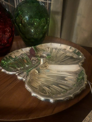 Vintage,Sheridan silver plated shell  shaped candle holder with trinket compartments