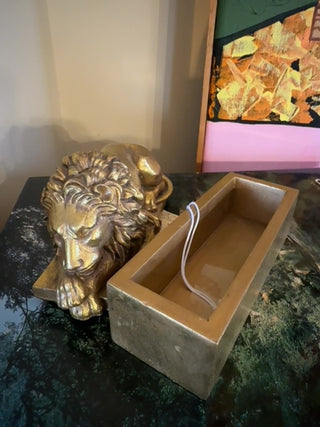 Vintage, gold Lion trinket box