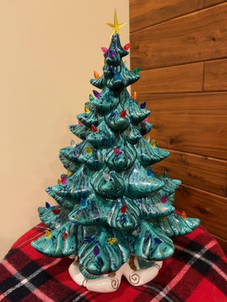 Ceramic tree green/blue