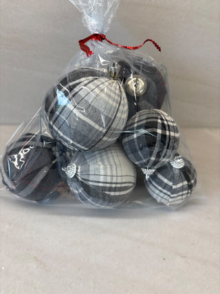 Grey plaid ornaments