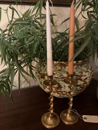 Vintage,Mid Century brass twisted candle holder(set of 2)