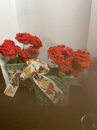 Vintage Stanford Sebring Ohio Pottery Green Basketweave Plaid Tall Vase #434