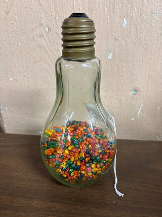 Vintage Large 9" x 4 1/2" Light Bulb Bottle/Jar with r top/lid #543