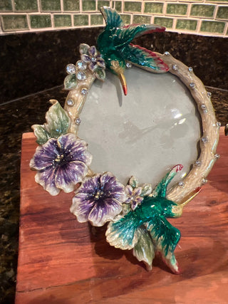 Bijou Enameled Floral & Crystal Picture Frame