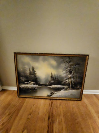 Vintage Large Winter Oil