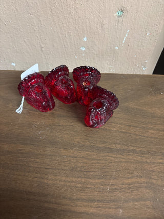 Williams Sonoma Red Glass Turkey Candle Holders (set4) #610