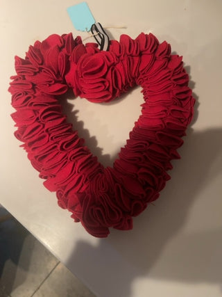 Red felt heart wreath